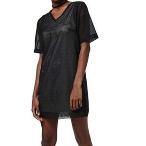 TOPSHOP | BLACK V-NECK SHIFT MESH DRESS | 4
